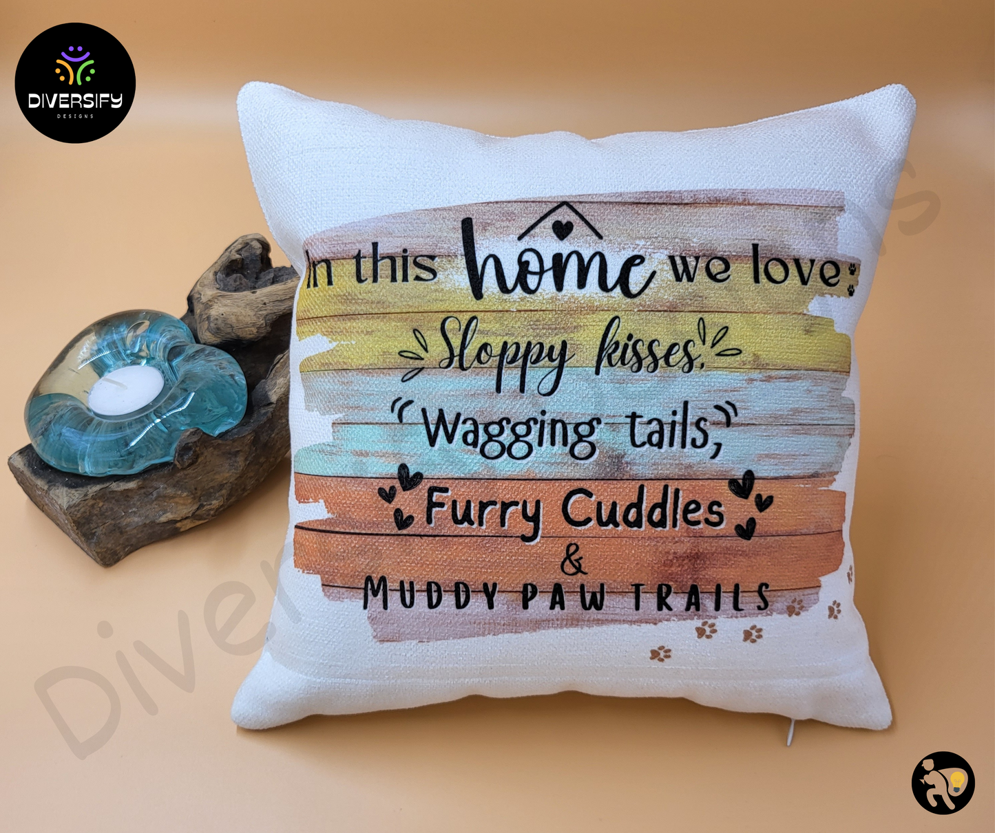 Original Handmade 'Waggy Tails' Linen Cushion